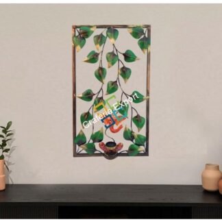 Leaf frame with ganesh T-light candle holder for wall decor