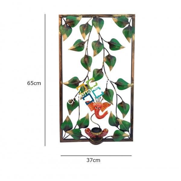 Leaf frame with ganesh T-light candle holder for wall decor - Image 4