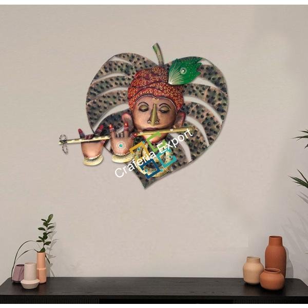 Trendy Handicraft Krishna Wall Hanging on leaf for wall decor/interior decor - Image 3