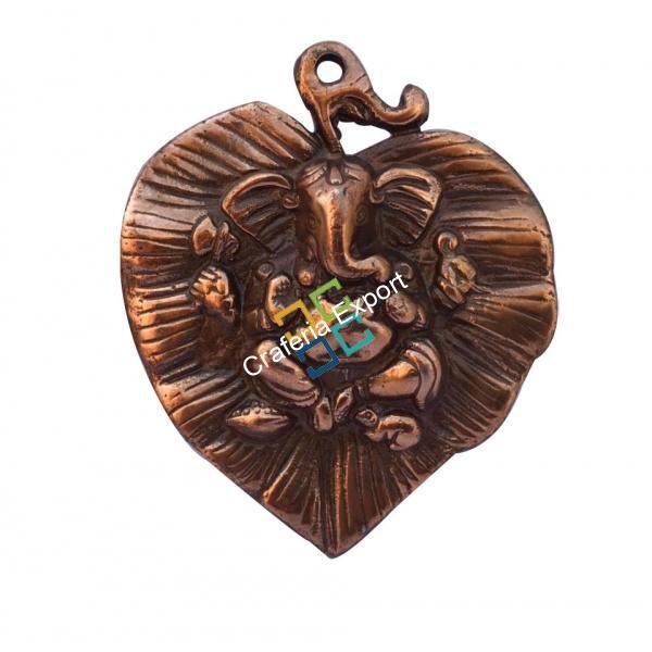 Handcrafted Metal Ganesha on palm leaf wall hanging showpiece/ gift idols - Image 4
