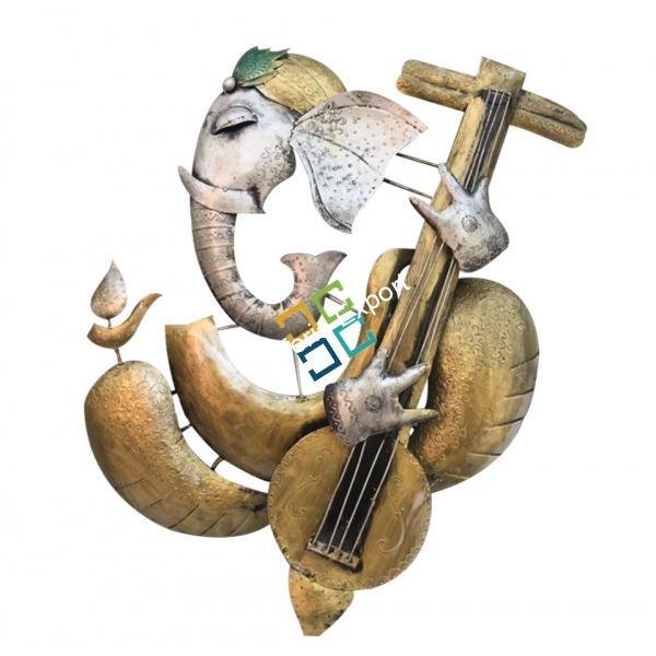 Unique/beautiful ganesha playing sitaar wall hanging for home decor - Image 2