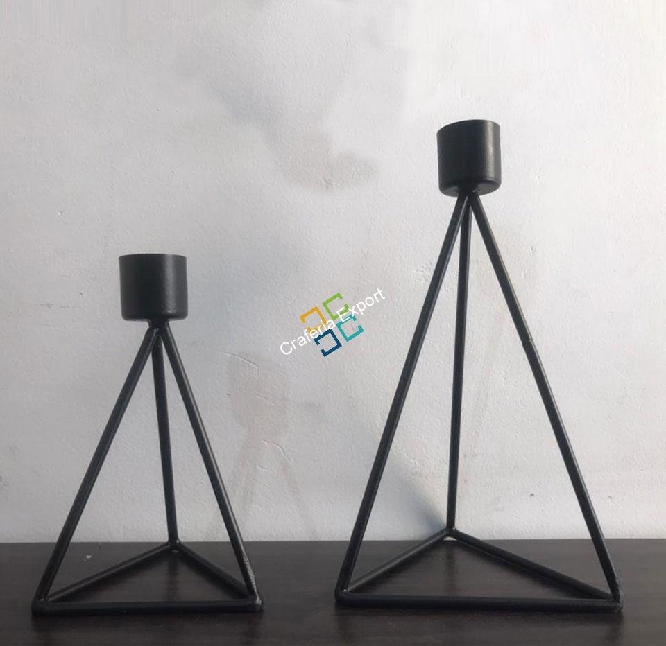 Metal tealight candle holder stand in triangle shape (set of 2) / gifts purpose - Image 2