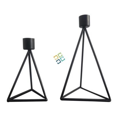Metal tealight candle holder stand in triangle shape (set of 2) / gifts purpose - Image 3