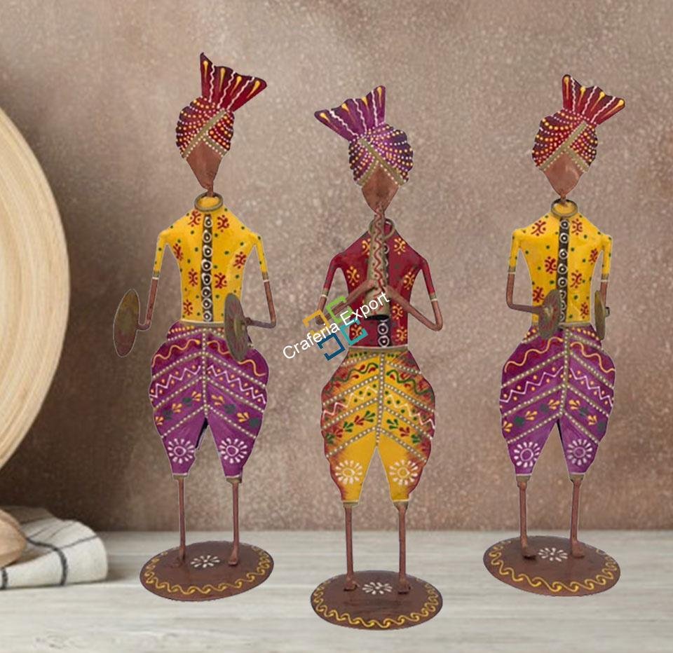 Musical Tribal Men standing showpiece/table top for home decor/gifts (set of 3)