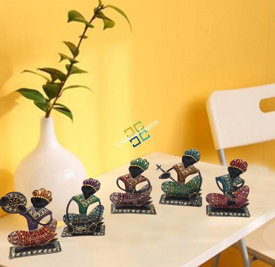 Tribal musical men showpiece/ table top for home decor (set of 5)