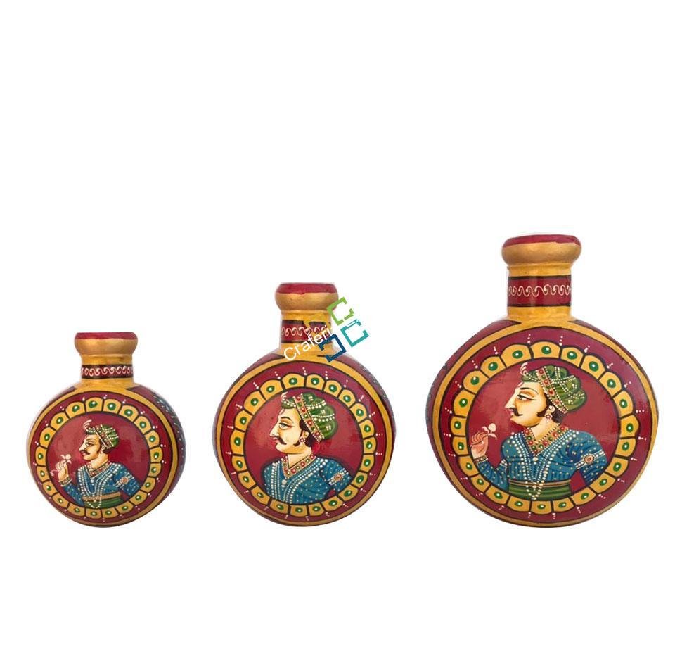 Handicrafted decorative flower pot painted by mughal shasak kalakriti (set of 3) - Image 5