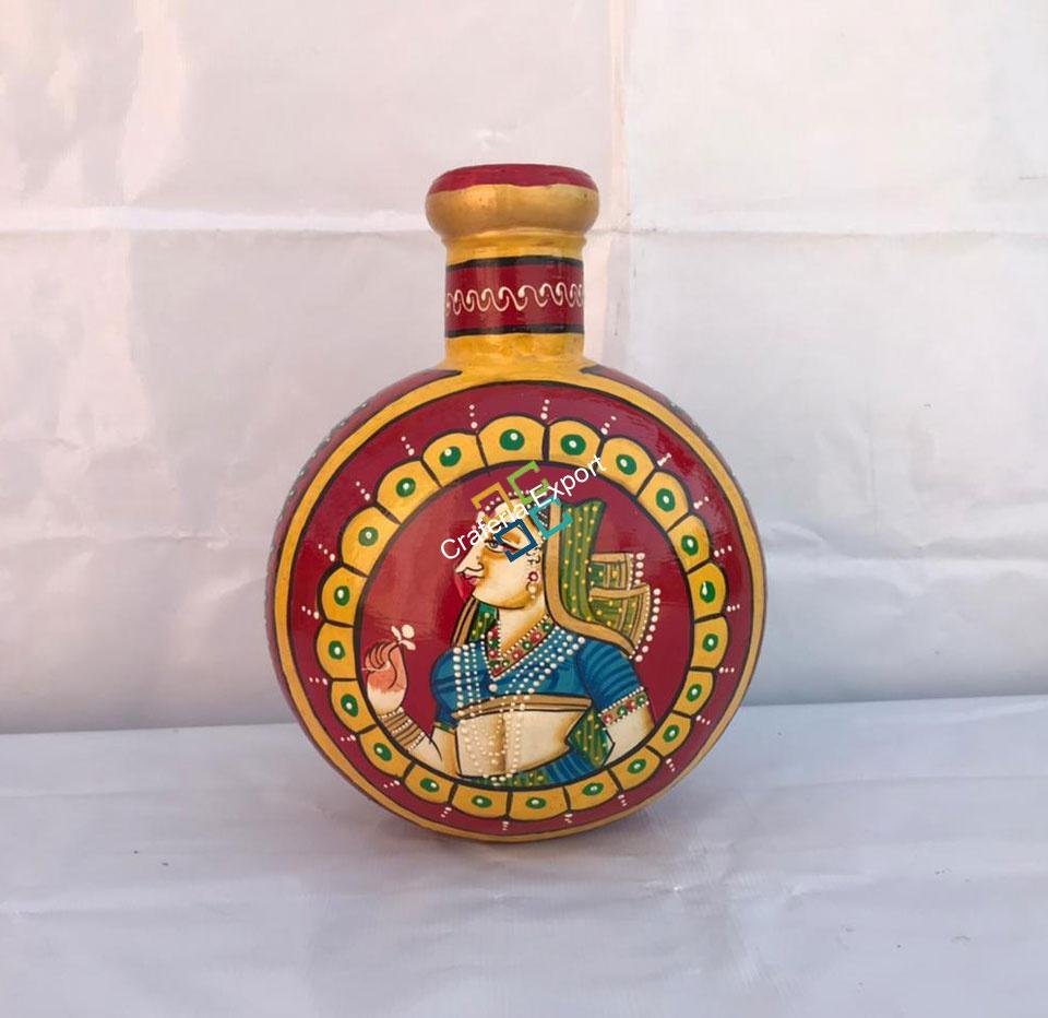 Handicrafted decorative flower pot painted by mughal shasak kalakriti (set of 3) - Image 8
