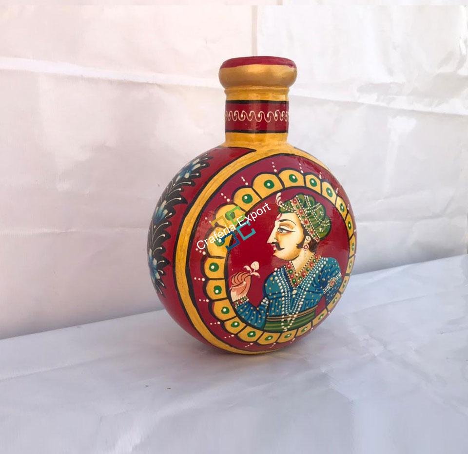 Handicrafted decorative flower pot painted by mughal shasak kalakriti (set of 3) - Image 4