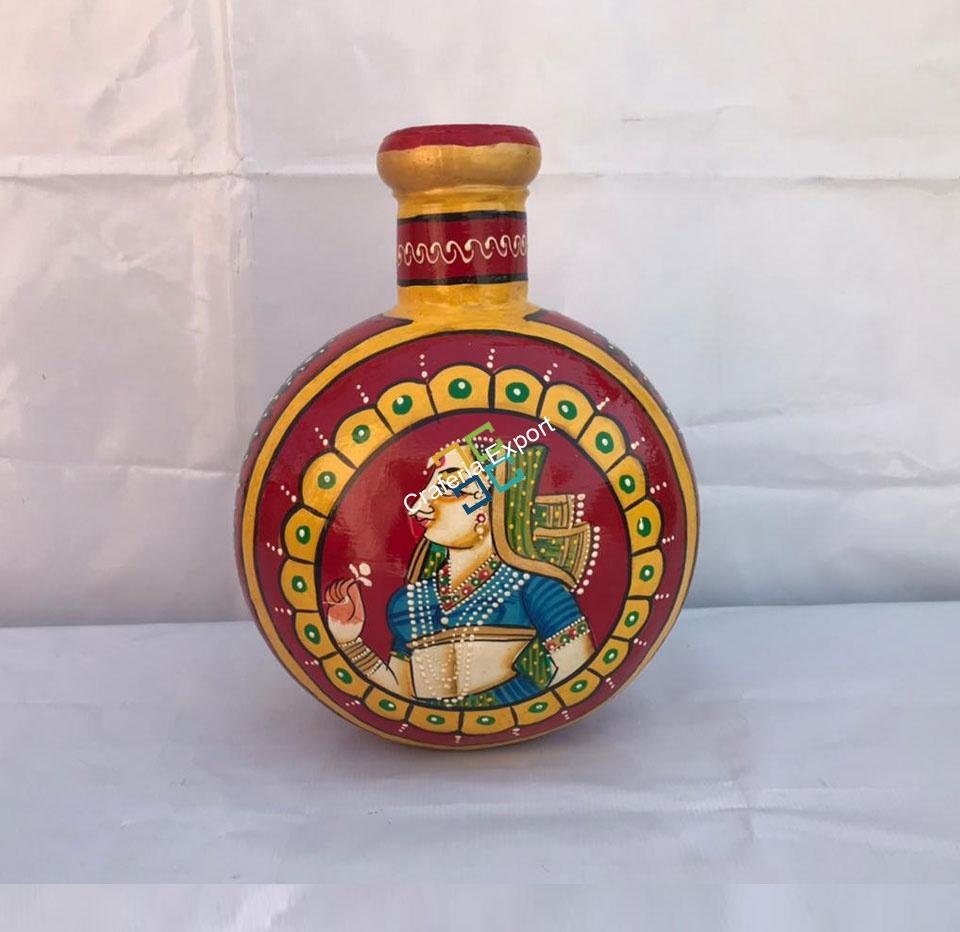 Handicrafted decorative flower pot painted by mughal shasak kalakriti (set of 3) - Image 11