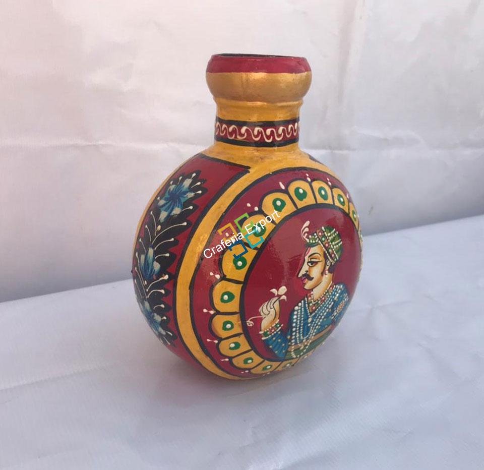 Handicrafted decorative flower pot painted by mughal shasak kalakriti (set of 3) - Image 10