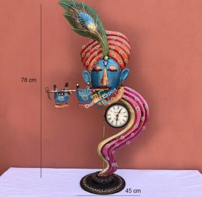 Multicoloured krishna table top clock/showpiece for home decor/office - Image 2