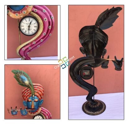 Multicoloured krishna table top clock/showpiece for home decor/office - Image 3