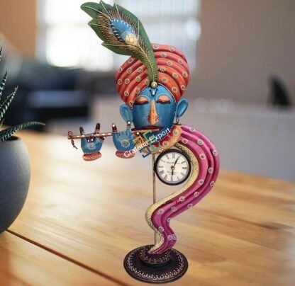 Multicoloured krishna table top clock/showpiece for home decor/office - Image 5