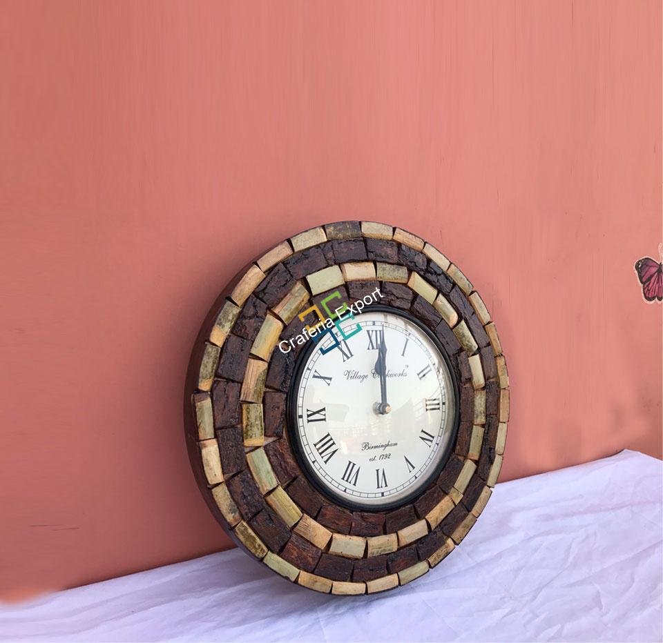Ethnic Round Wooden Clock for wall decoration (12 inch) - Image 4