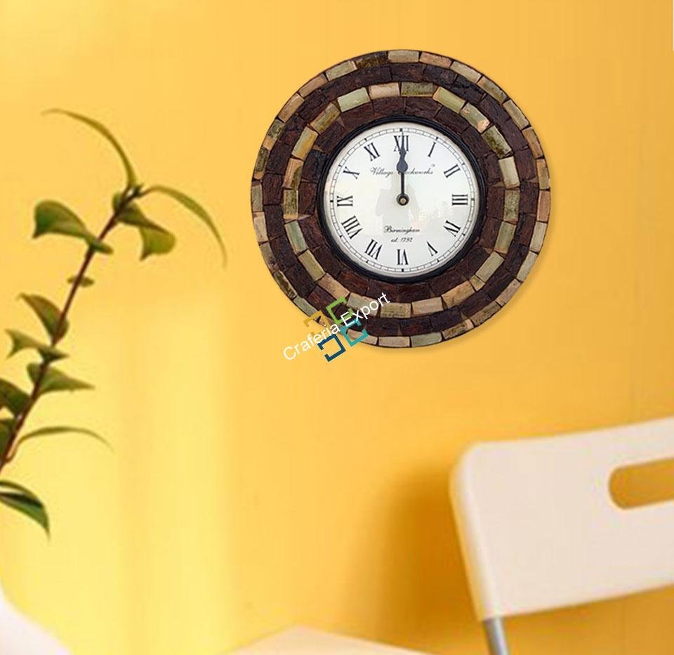 Ethnic Round Wooden Clock for wall decoration (12 inch) - Image 3