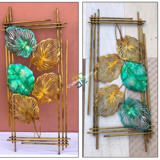 Luxury Green Golden Leaf Wall Hanging Frame for Decor Home/Living room( set of 2)