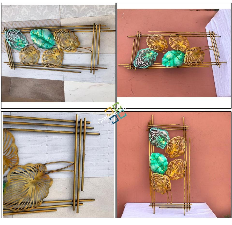 Luxury Green Golden Leaf Wall Hanging Frame for Decor Home/Living room - Image 2