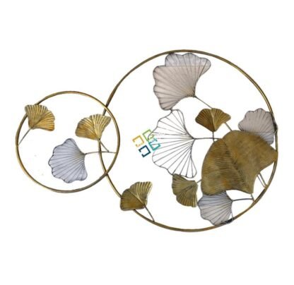 Elegant Round Double Flowers & Petals high Gloss Golden Wall Art Hanging - Image 4