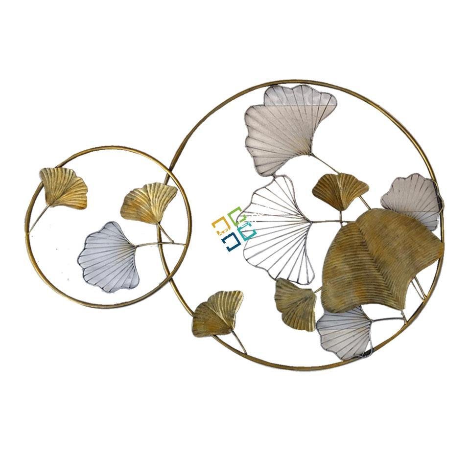 Elegant Round Double Flowers & Petals high Gloss Golden Wall Art Hanging - Image 4