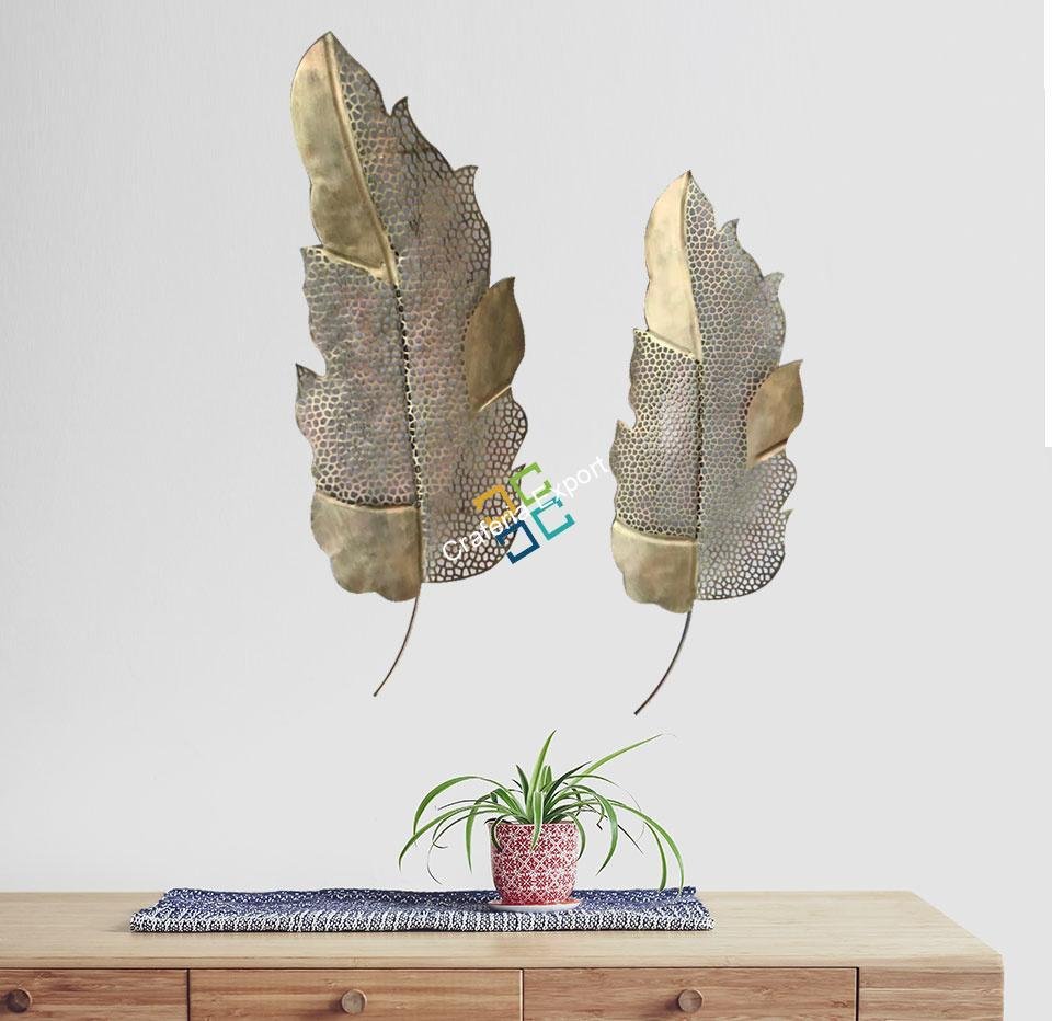 2 Leaflets Leaves Metal Wall Art Hanging for home decor ( set of 2) - Image 2