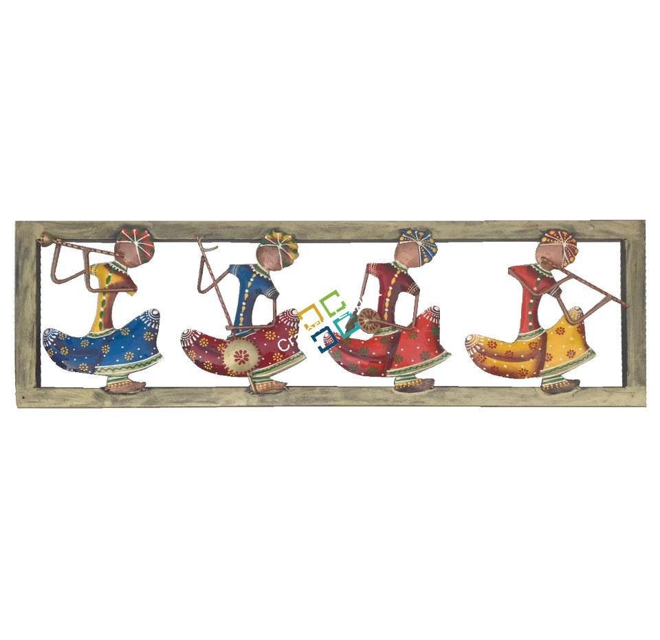 Ethnic Rajasthani 4 Musician Men Wall Hanging/Panel Sculpture for wall decor - Image 2