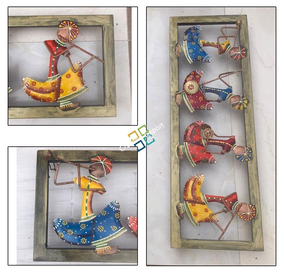 Ethnic Rajasthani 4 Musician Men Wall Hanging/Panel Sculpture for wall decor - Image 5