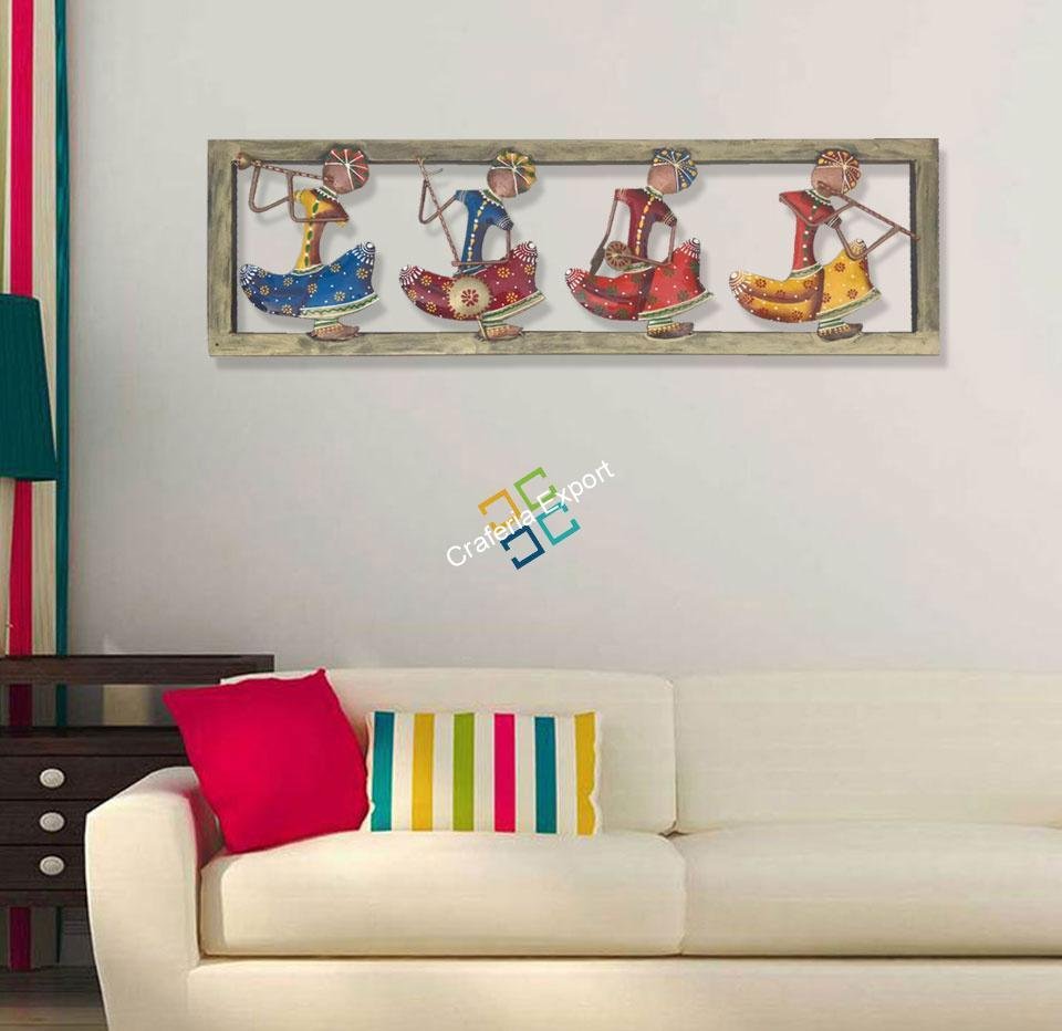 Ethnic Rajasthani 4 Musician Men Wall Hanging/Panel Sculpture for wall decor