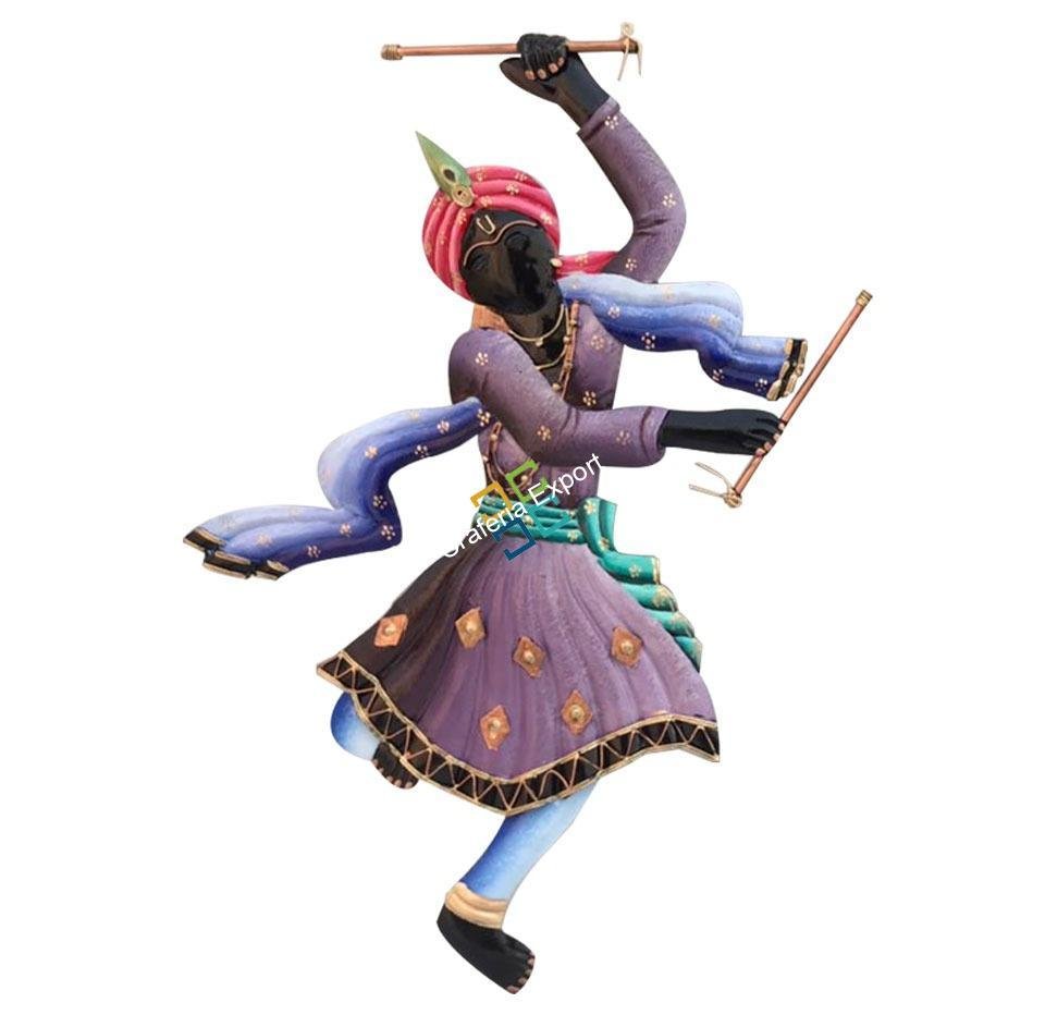 Classic Multicolor Men & Women Playing Dandiya Wall Hanging Showpiece For Home Decoration - Image 3