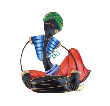 Indian Tradition Handcrafted Musical Men Wall Hanging Showpiece for Interior Decor/Gifts -(Set Of  2) - Image 3