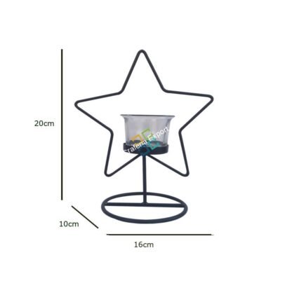 Star Shape Metal Table Top Tea Light Candle Holder Stand (Set Of 2) - Image 3