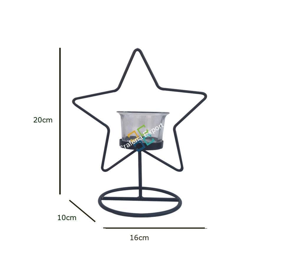 Star Shape Metal Table Top Tea Light Candle Holder Stand (Set Of 2) - Image 3