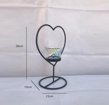 Heart Shape Metal Table Top T-Light Candle Holder Stand (Set Of 2) - Image 3