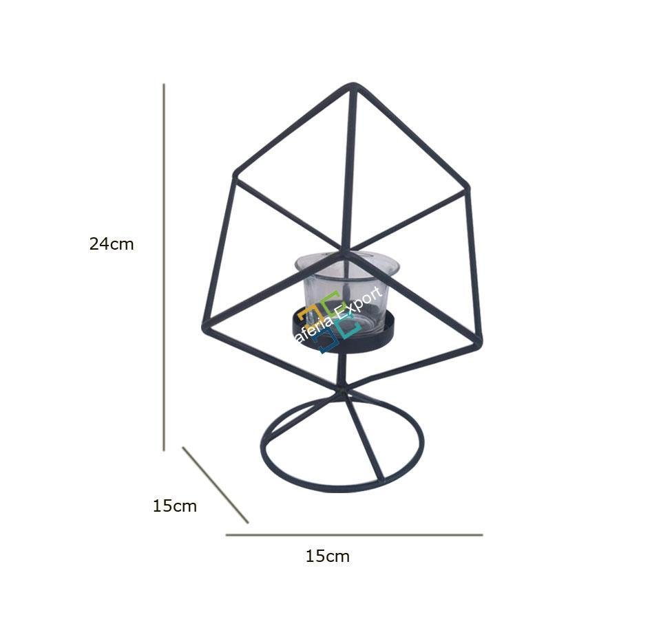 Cube Shape Metal Table Top T-Light Candle Holder Stand (set of 2) - Image 3