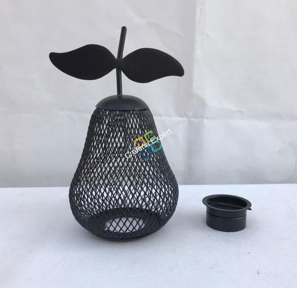 Pear Cage Shape Metal Table Top T-Light Candle Holder Stand (set of 2) - Image 3