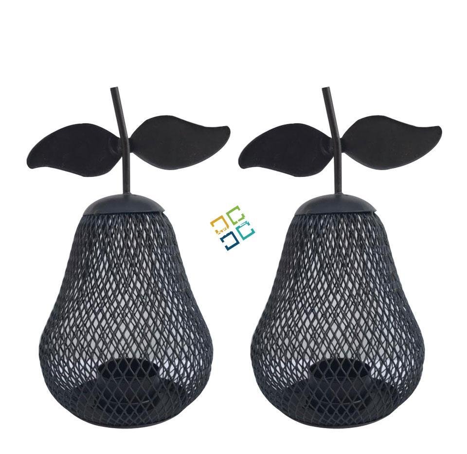 Pear Cage Shape Metal Table Top T-Light Candle Holder Stand (set of 2) - Image 5