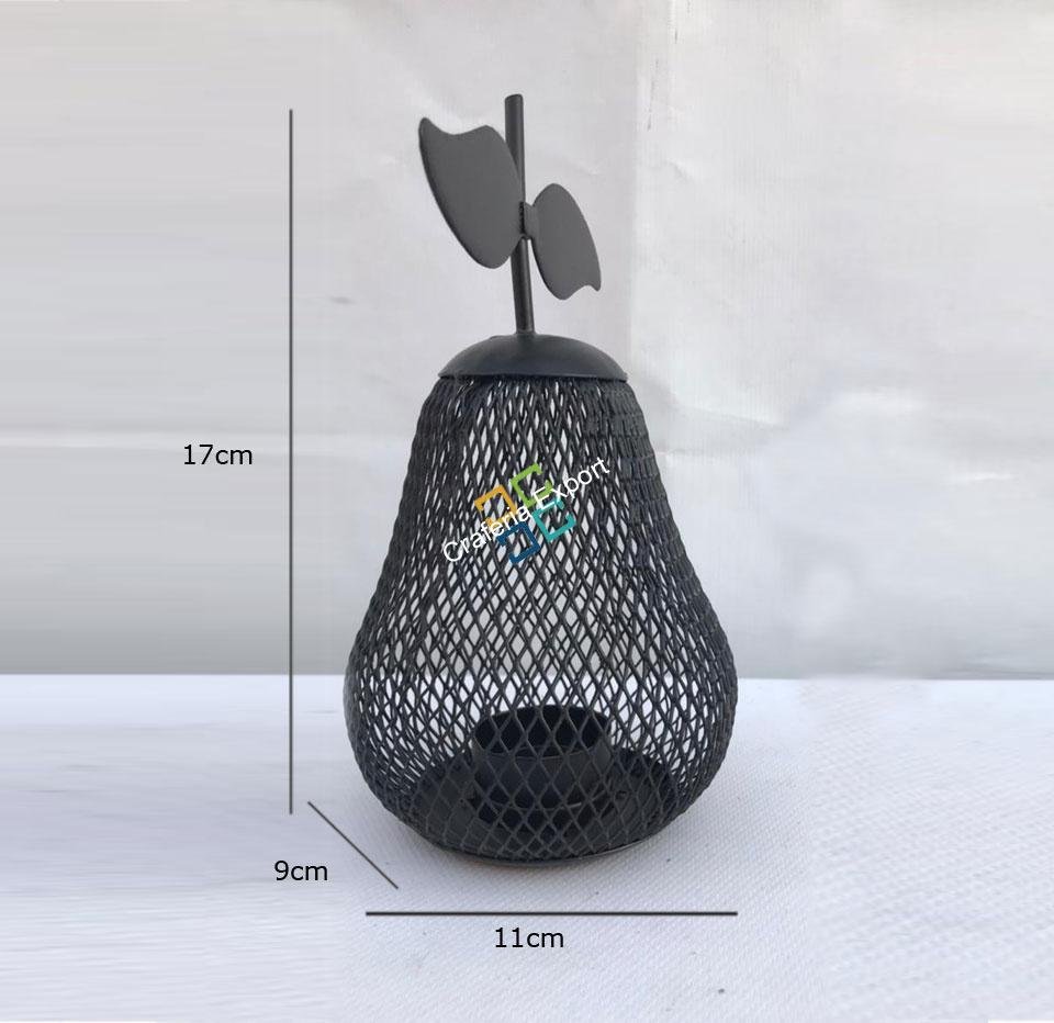 Pear Cage Shape Metal Table Top T-Light Candle Holder Stand (set of 2) - Image 4