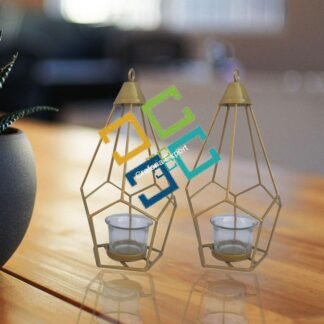 Diamond Shape Metal Table Top T-Light Candle Holder Stand (set of 2)