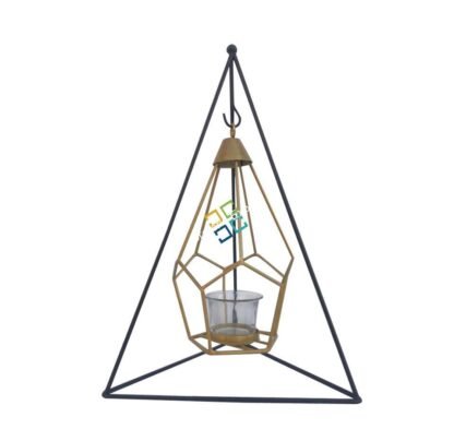 Metal Brass Diamond  Shape Table Top With Hanging Stand Tea Light Candle Holder Stand - Image 3