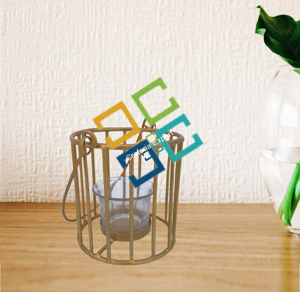 Bucket Cage Shape T-Light Candle Holder