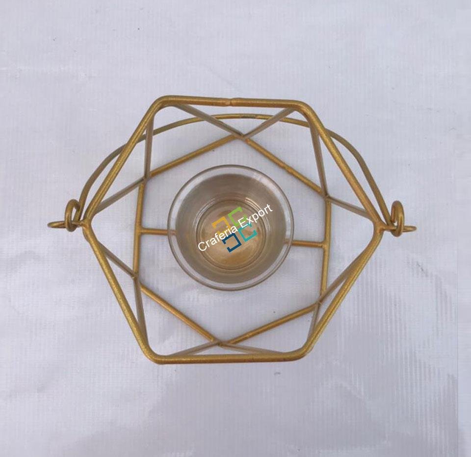 Triangle Wave Bucket Shape Table Top Tea light Candle Holder - Image 6