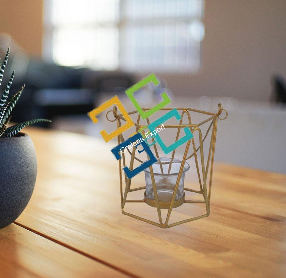 Triangle Wave Bucket Shape Table Top Tea light Candle Holder