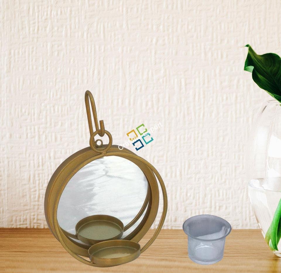 Mirror Round Shape Wall Hanging T-Light Candle Holder - Image 7