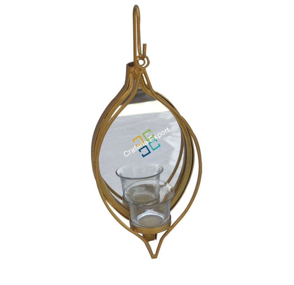 Mirror Asokam Leaf Shape Wall Hanging Tea Light Candle Holder - Image 6