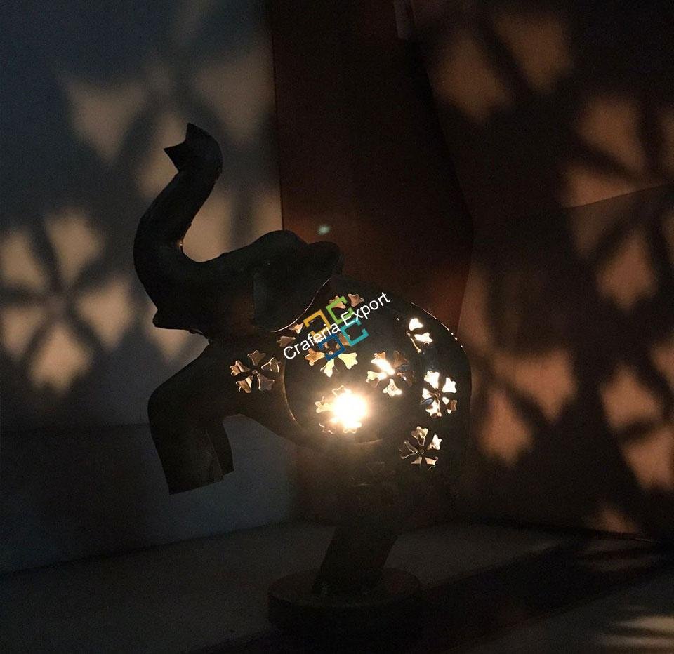 Handicraft metallic cute baby elephant shaped tealight candle holder for decor/Gifts - Image 3
