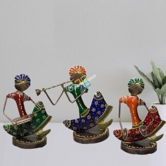 Rajasthani metal iron musical man showpiece
