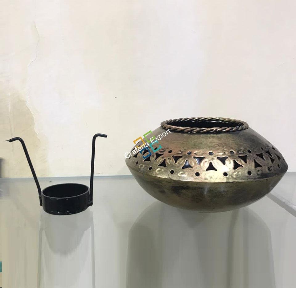 Traditionally designed handcrafted Hexagonal prism shaped T-light candle holder/home decor/gift item (pack of 2) - Image 6