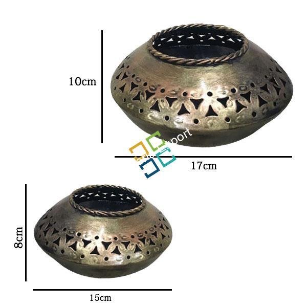 Traditionally designed handcrafted Hexagonal prism shaped T-light candle holder/home decor/gift item (pack of 2) - Image 4