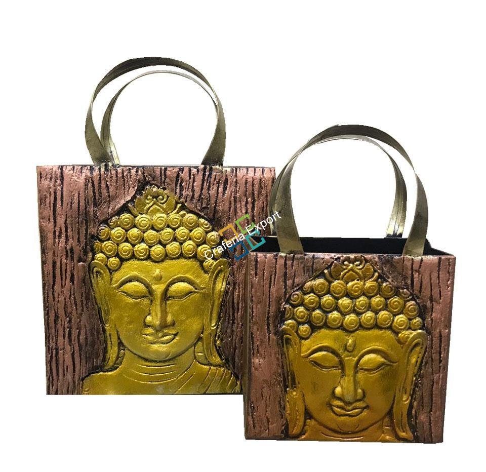 Ethnic Lord Buddha print handcrafted magazine holder/container/home decor/gift item(Pack of 2) - Image 2