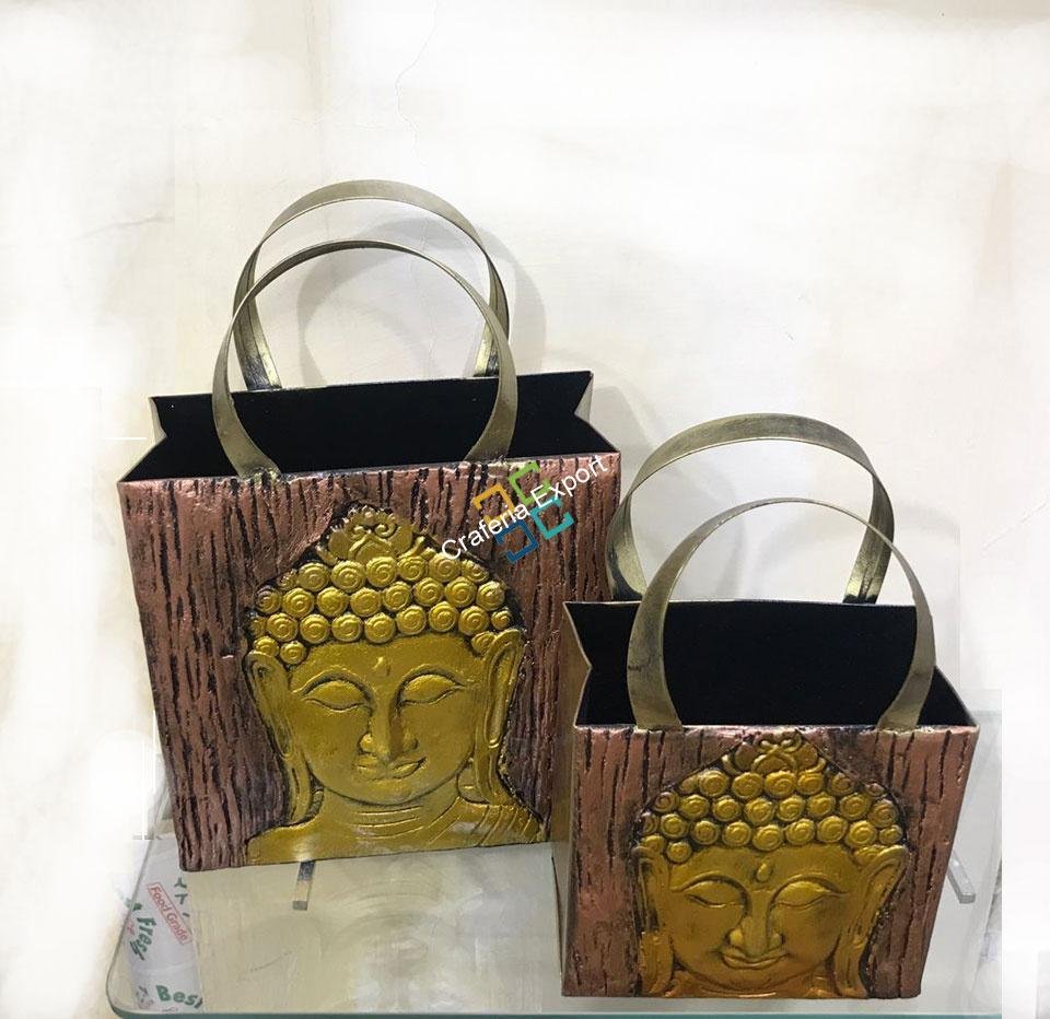 Ethnic Lord Buddha print handcrafted magazine holder/container/home decor/gift item(Pack of 2) - Image 4