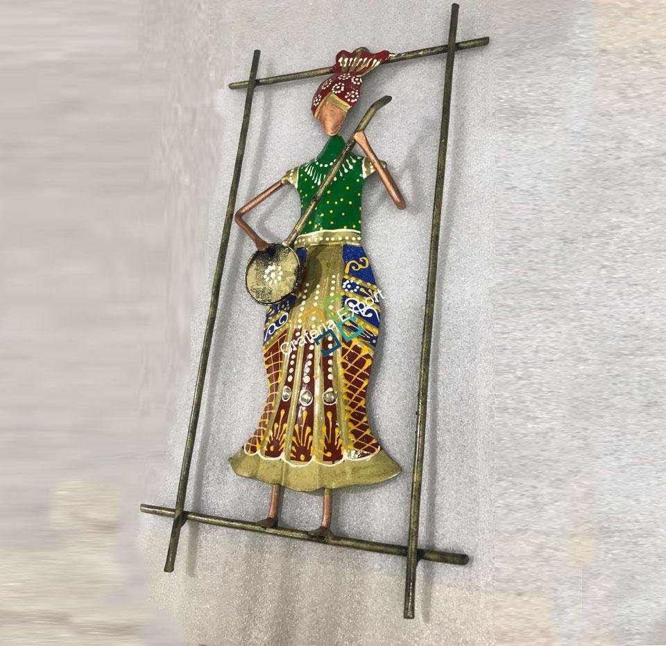 Tribal Punjabi Musical Man Wall Hanging / Traditional Handicrafted wall decor set of 3 - Image 5